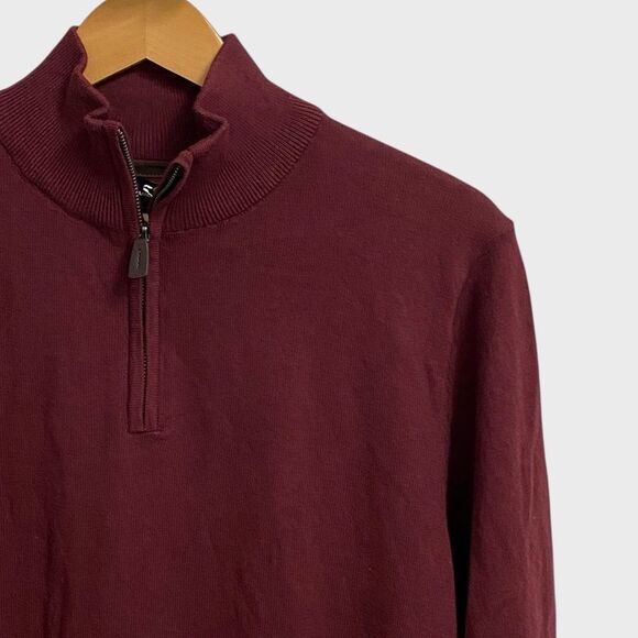 NWT Daniel Hechter Paris 1/4 Zip Cotton Cashmere Sweater Men's Size M Burgundy - Picture 5 of 13